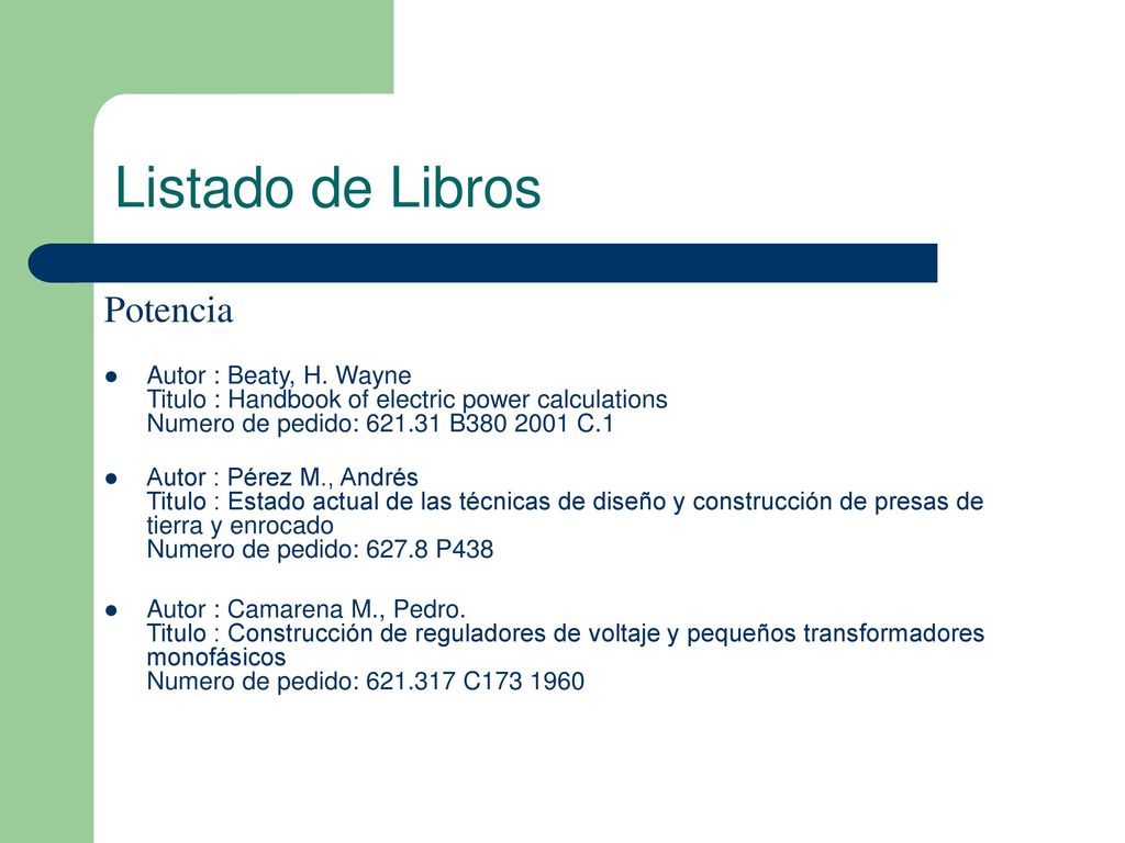 Listado de Libros Potencia