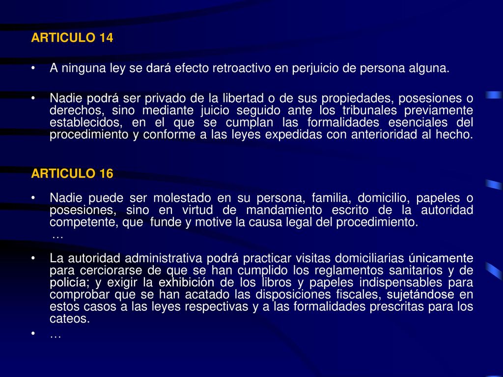 ARTICULO 14 A ninguna ley se dará efecto retroactivo en perjuicio de persona alguna.