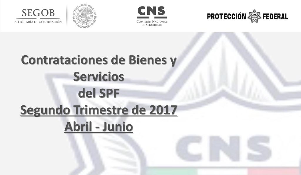 Contrataciones de Bienes y Servicios del SPF Segundo Trimestre de 2017 Abril - Junio