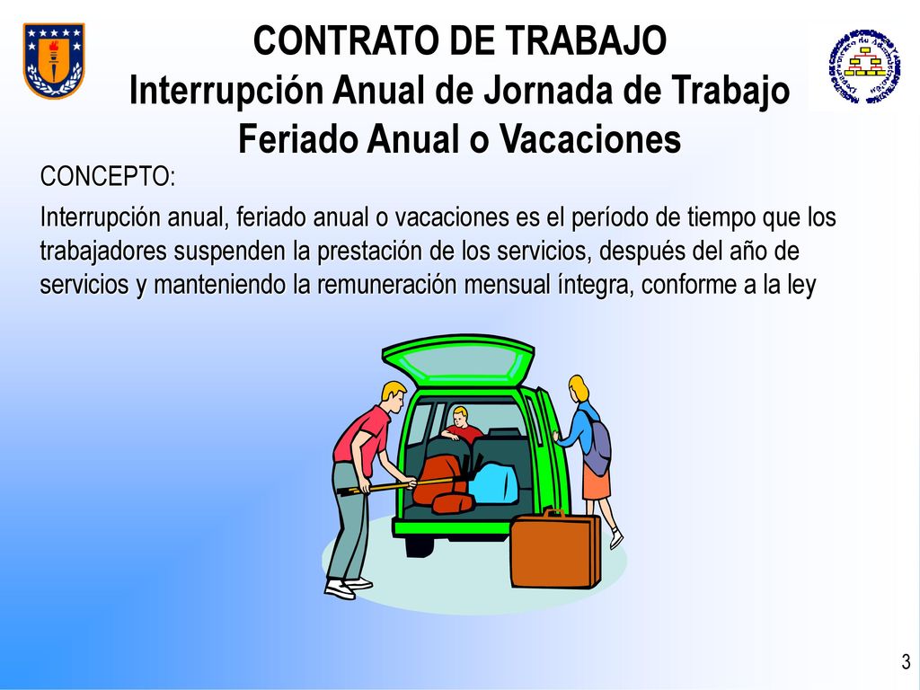 CONTRATO DE TRABAJO Interrupción Anual de Jornada de Trabajo Feriado Anual o Vacaciones