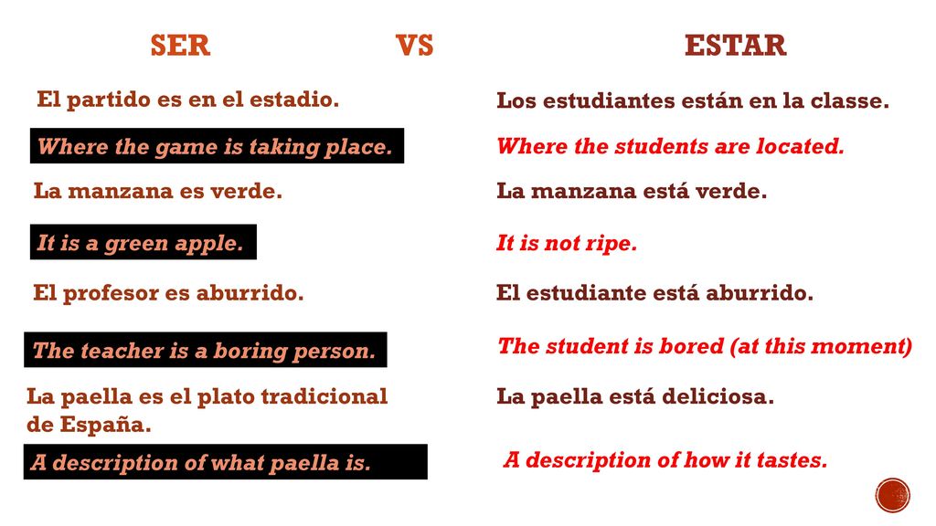 El partido es en el estadio. Los estudiantes están en la classe.
