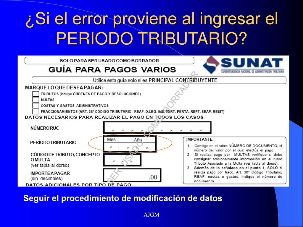 ¿Si el error proviene al ingresar el PERIODO TRIBUTARIO