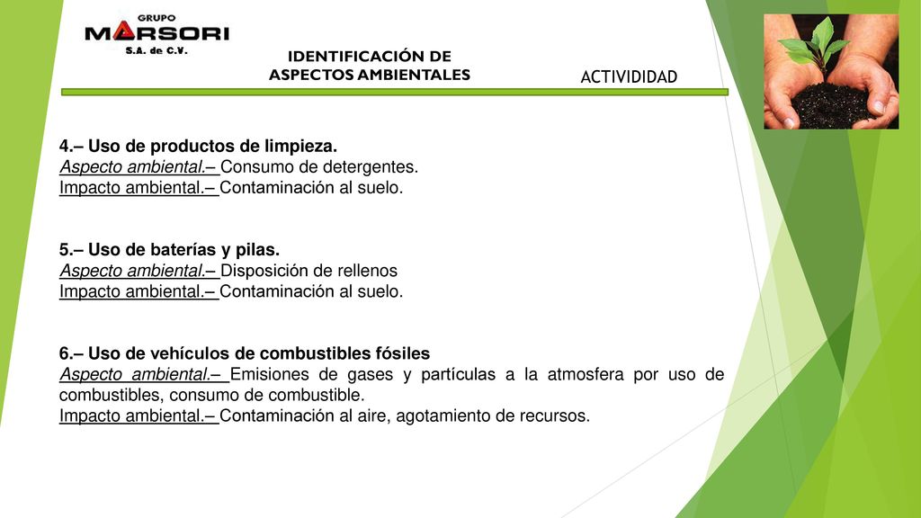 4.– Uso de productos de limpieza.