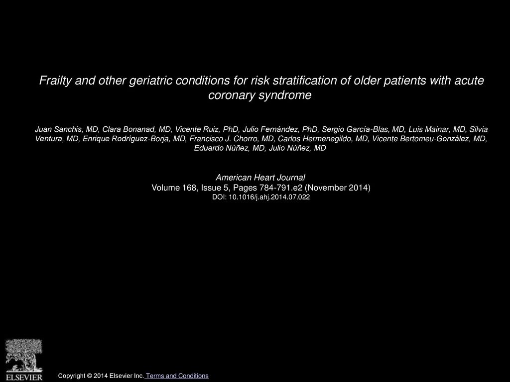 Frailty and other geriatric conditions for risk stratification of older patients with acute coronary syndrome