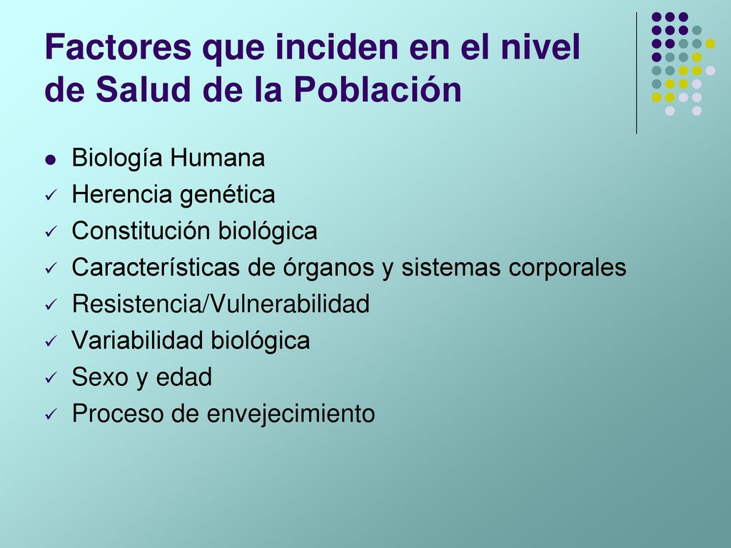Factores que inciden en el nivel de Salud de la Población
