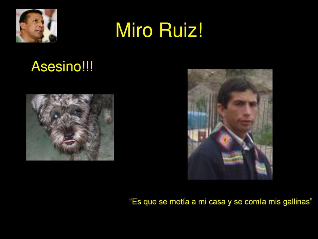 Miro Ruiz! Asesino!!! Es que se metía a mi casa y se comía mis gallinas
