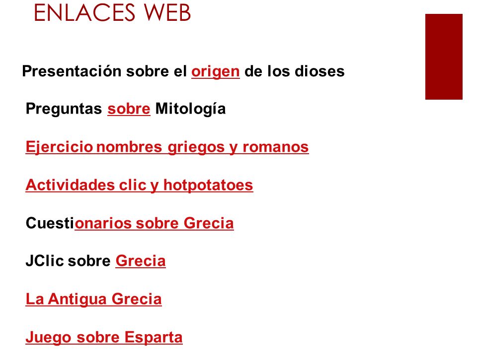ENLACES WEB Presentación sobre el origen de los dioses