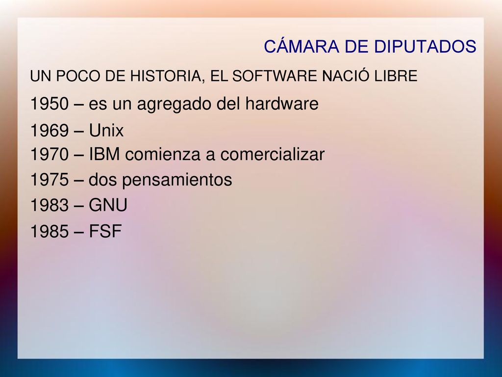 1950 – es un agregado del hardware 1969 – Unix