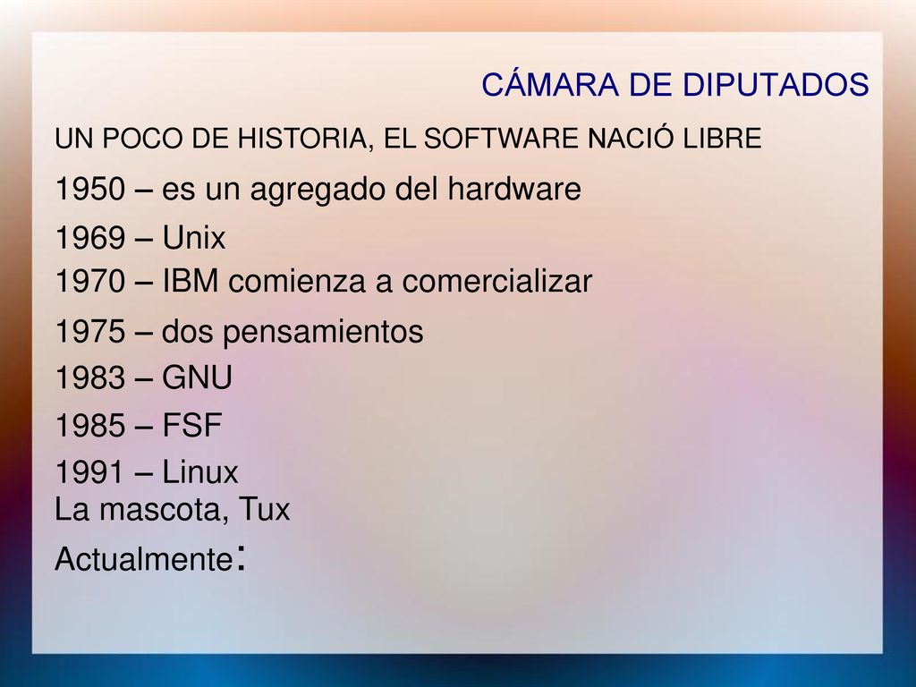1950 – es un agregado del hardware 1969 – Unix