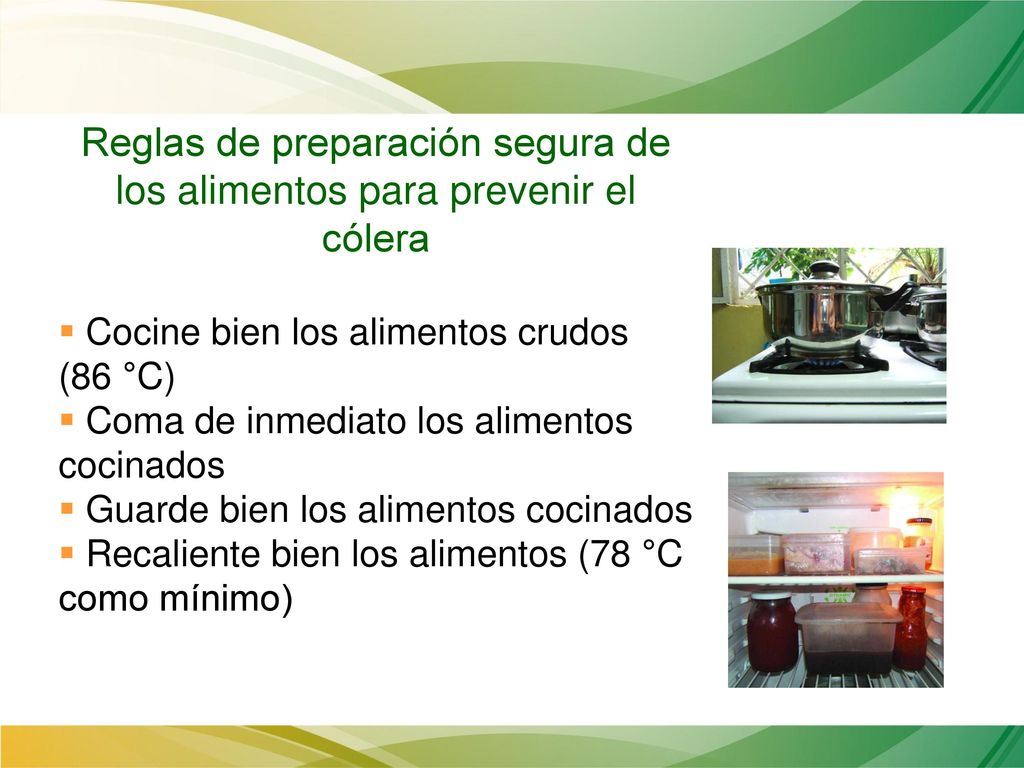 Reglas de preparación segura de los alimentos para prevenir el cólera