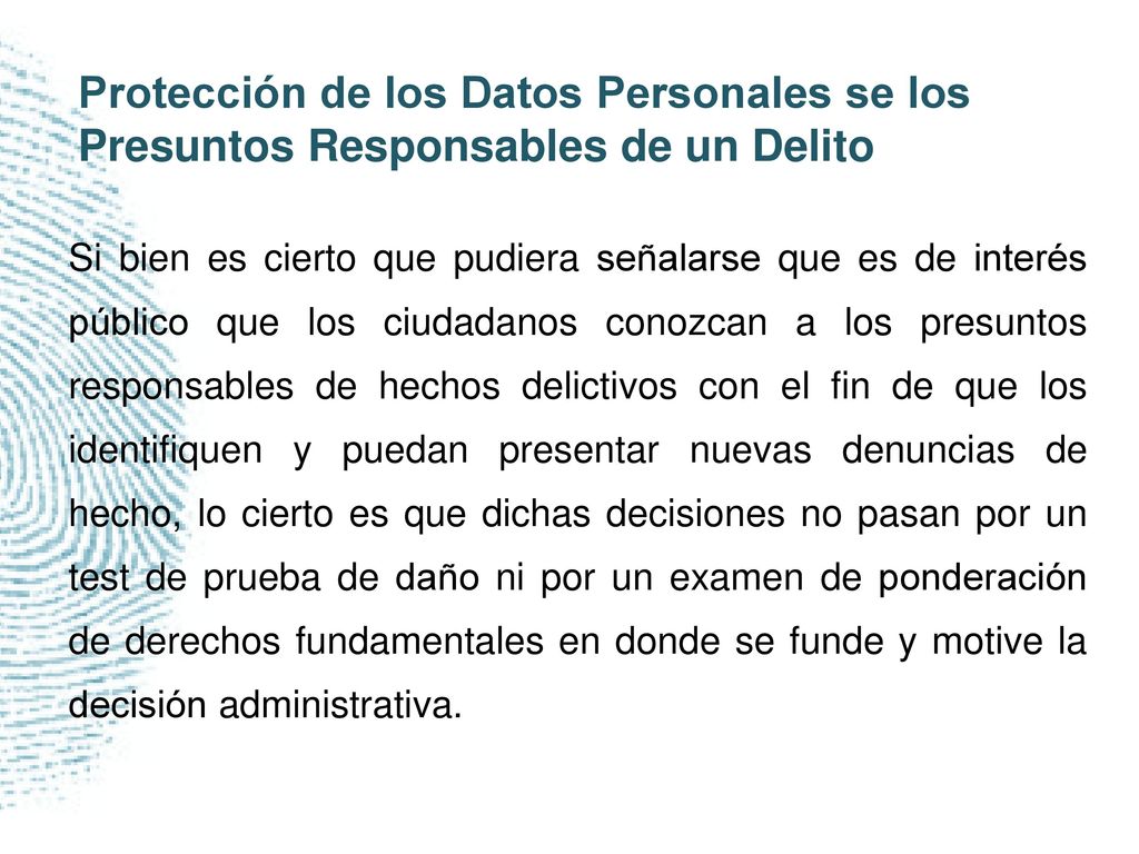 Protección de los Datos Personales se los Presuntos Responsables de un Delito