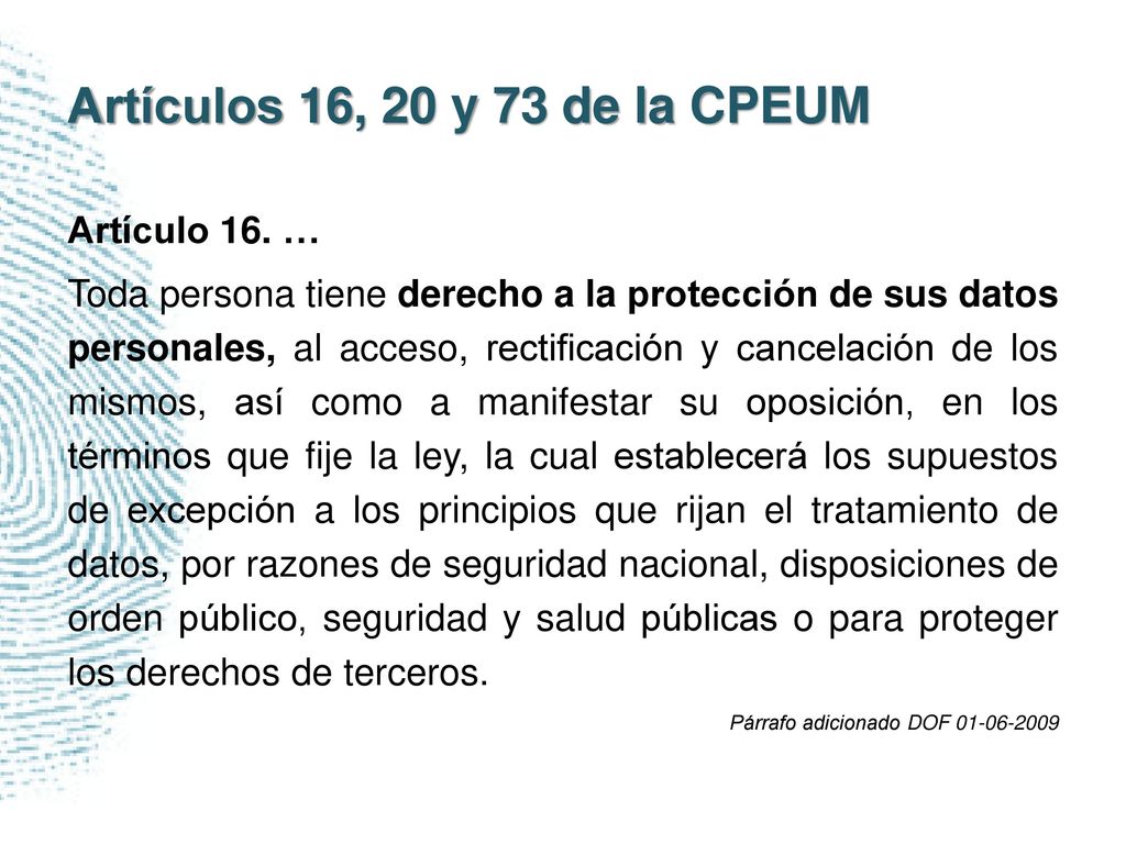 Artículos 16, 20 y 73 de la CPEUM Artículo 16. …