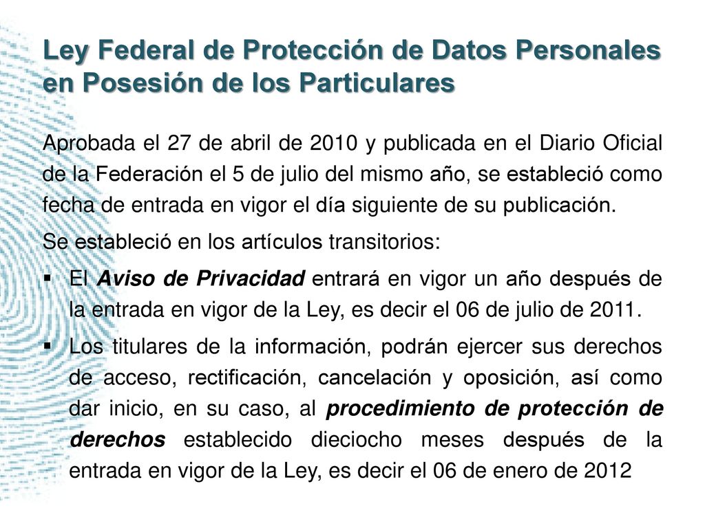 Ley Federal de Protección de Datos Personales en Posesión de los Particulares