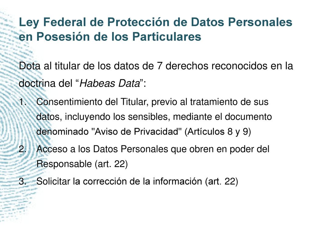 Ley Federal de Protección de Datos Personales en Posesión de los Particulares