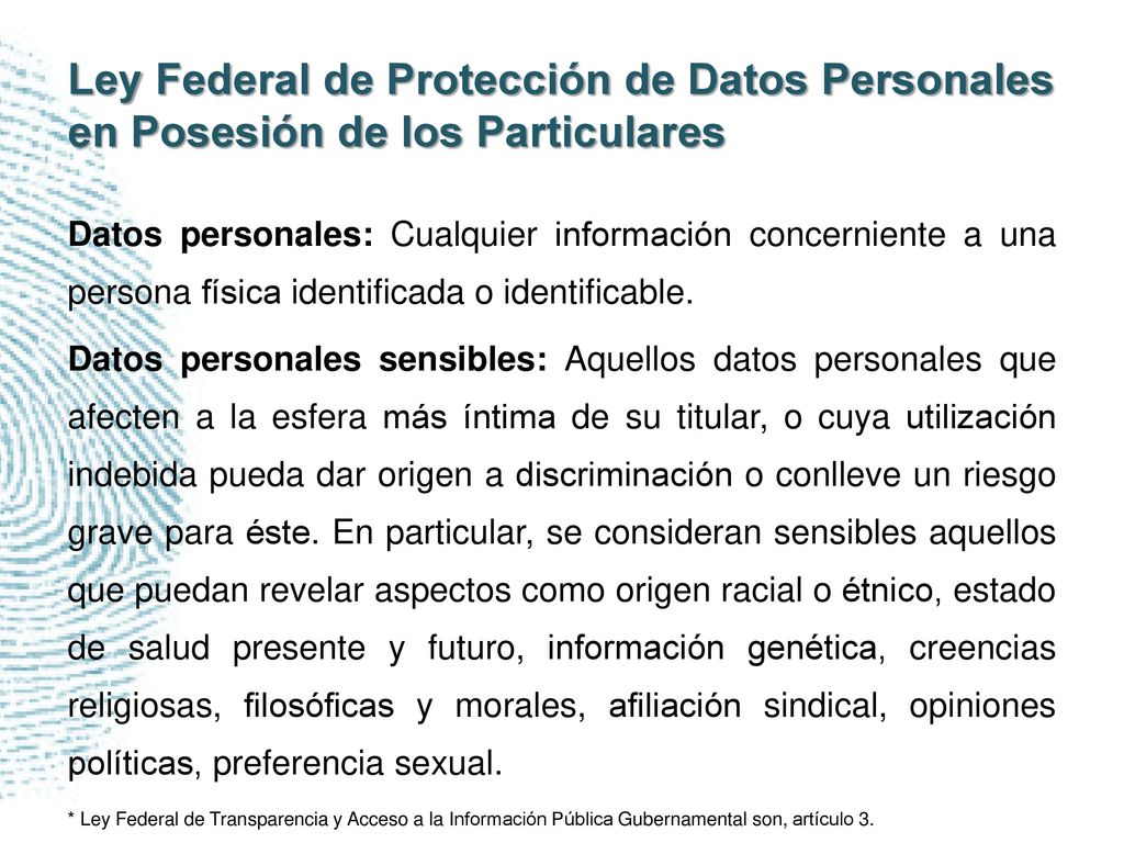 Ley Federal de Protección de Datos Personales en Posesión de los Particulares