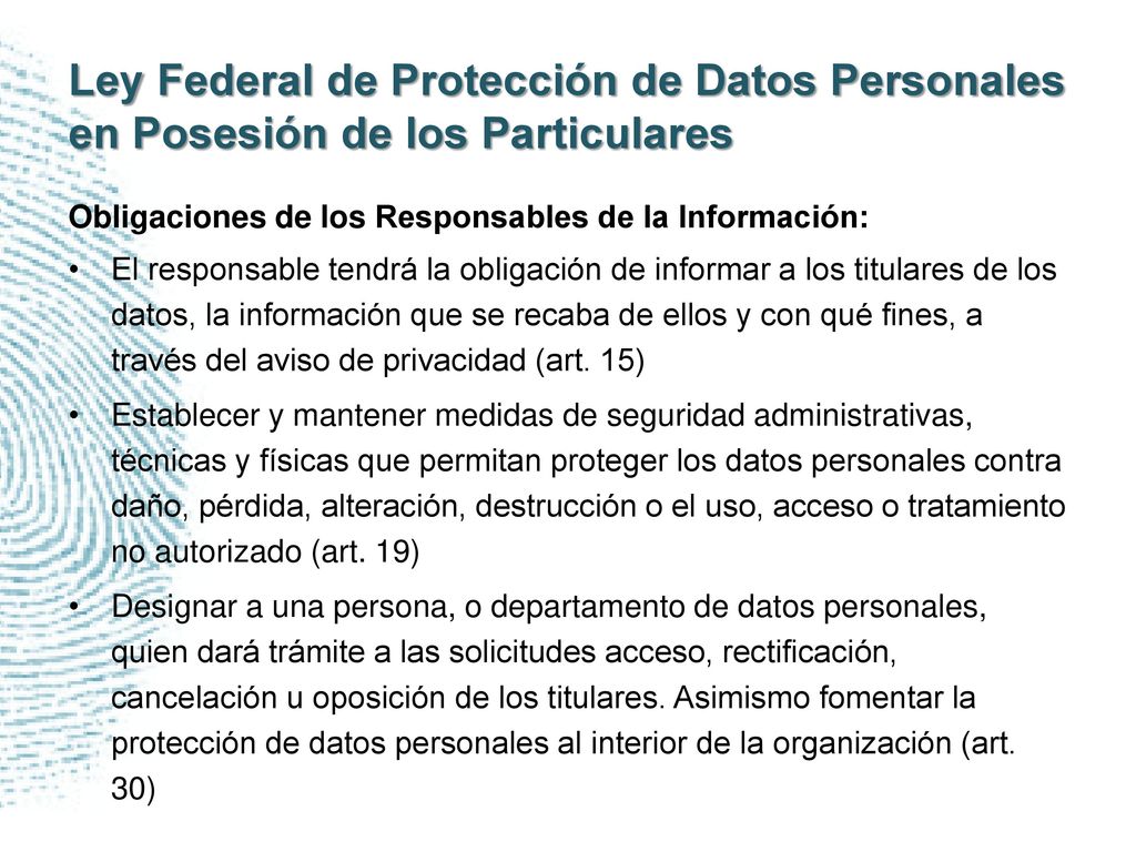 Ley Federal de Protección de Datos Personales en Posesión de los Particulares