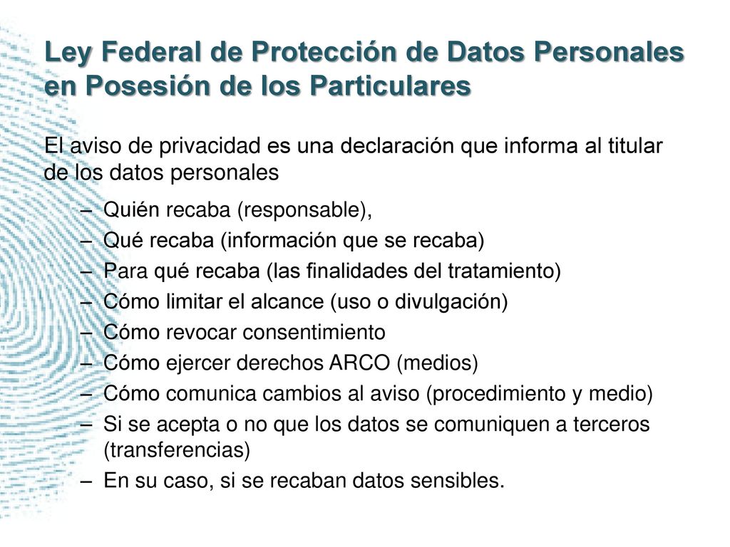 Ley Federal de Protección de Datos Personales en Posesión de los Particulares