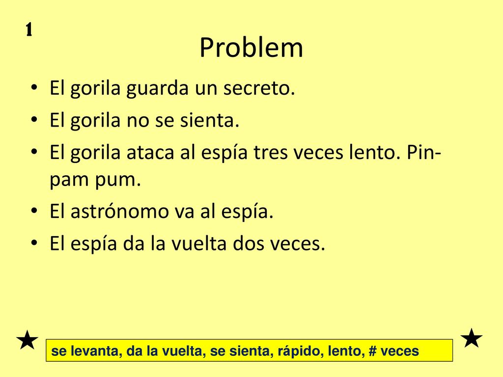 Problem El gorila guarda un secreto. El gorila no se sienta.
