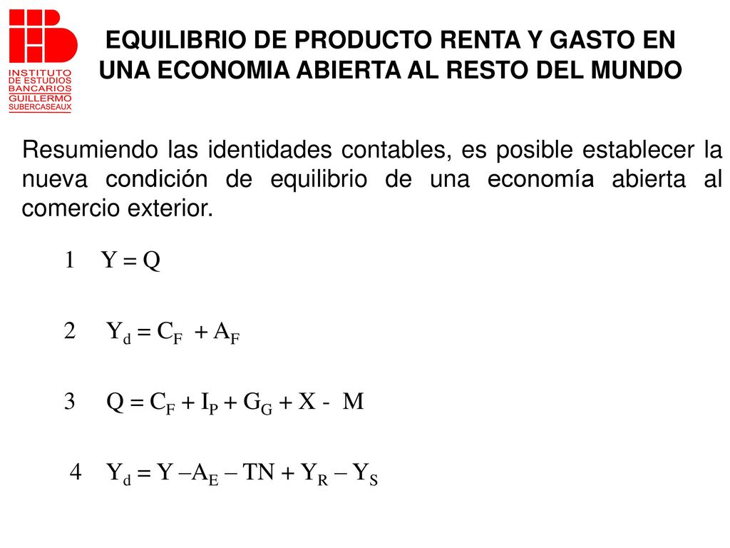 EQUILIBRIO DE PRODUCTO RENTA Y GASTO EN