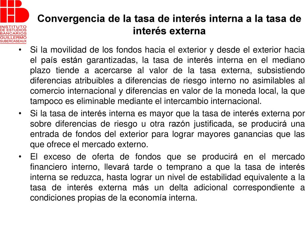 Convergencia de la tasa de interés interna a la tasa de interés externa