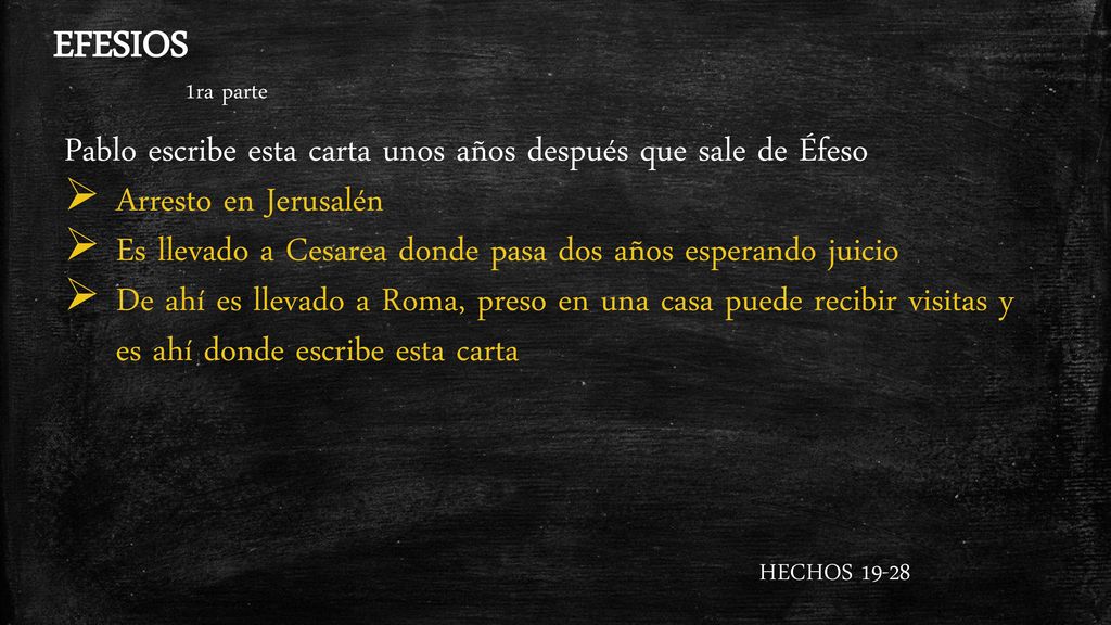 EFESIOS Pablo escribe esta carta unos años después que sale de Éfeso