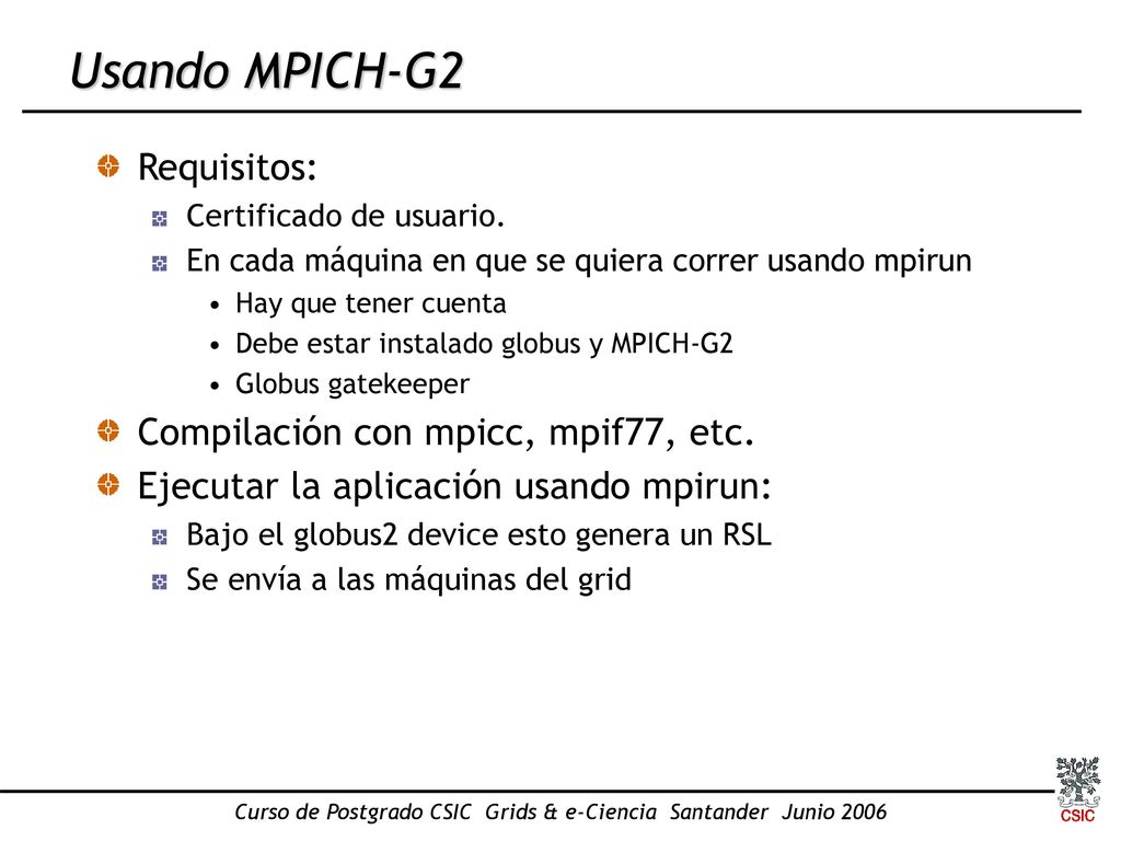 Curso de Postgrado CSIC Grids & e-Ciencia Santander Junio 2006