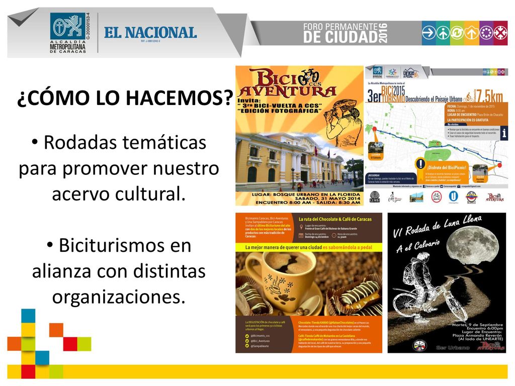 ¿CÓMO LO HACEMOS. Rodadas temáticas para promover nuestro acervo cultural.