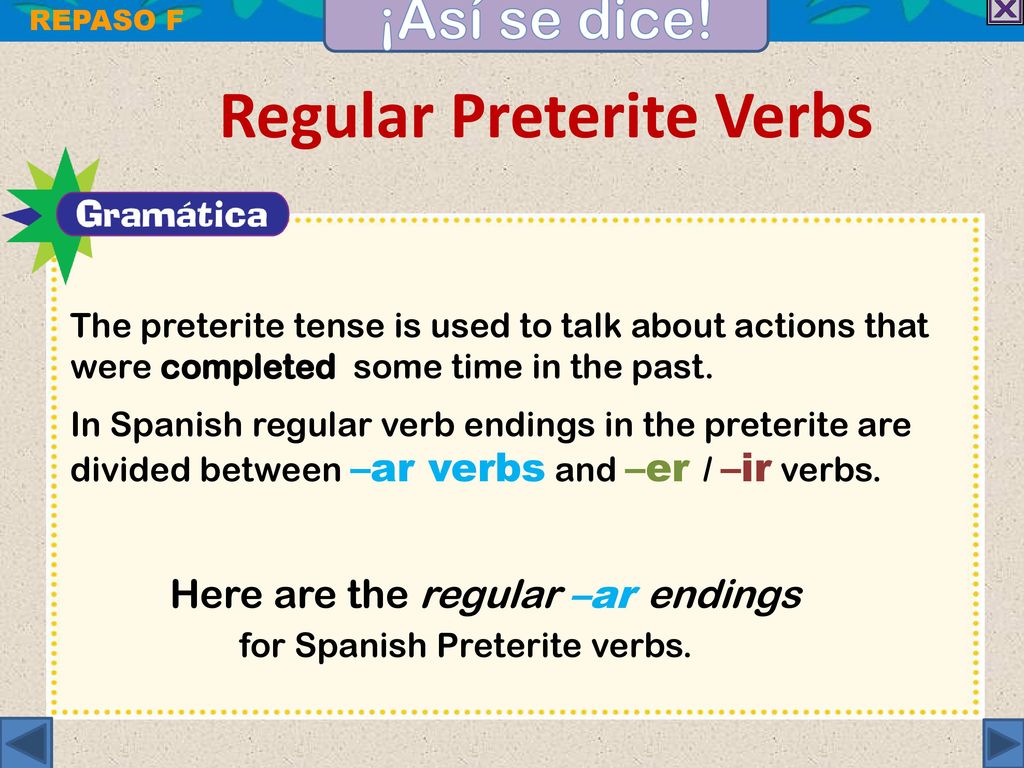 Regular Preterite Verbs - ppt descargar