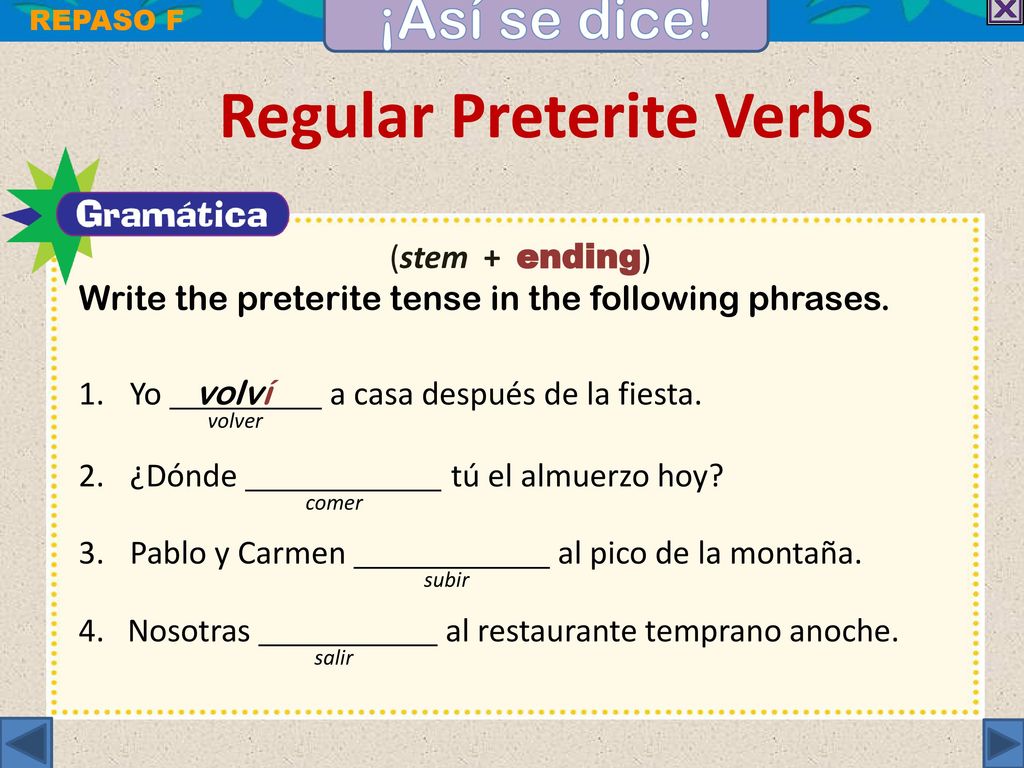 Regular Preterite Verbs - ppt descargar