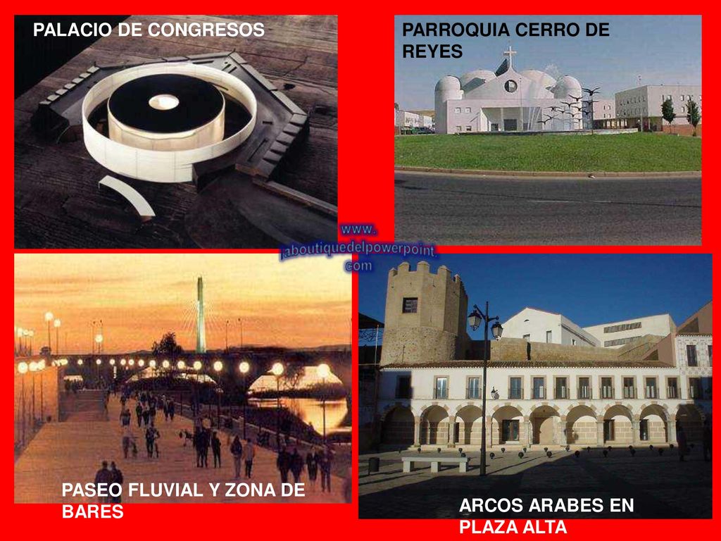 PALACIO DE CONGRESOS PARROQUIA CERRO DE REYES. PASEO FLUVIAL Y ZONA DE BARES.