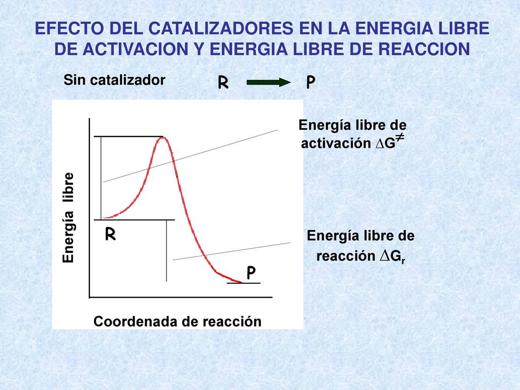 Energía libre de activación ∆G Energía libre de reacción ∆Gr