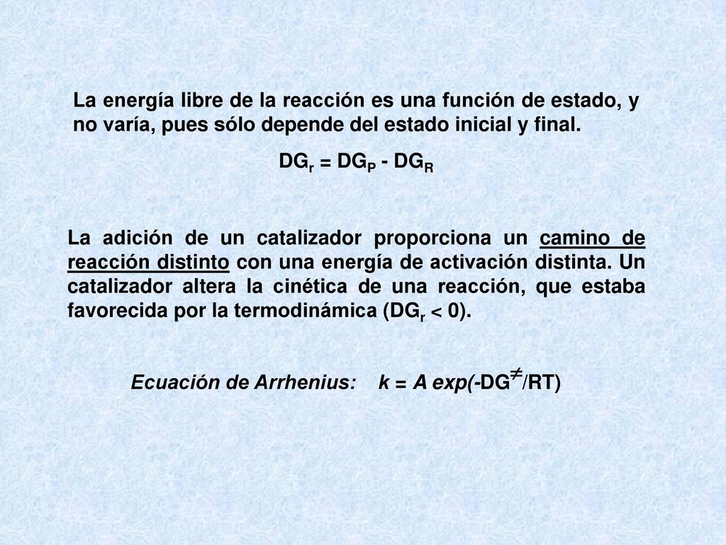 La energía libre de la reacción es una función de estado, y no varía, pues sólo depende del estado inicial y final.