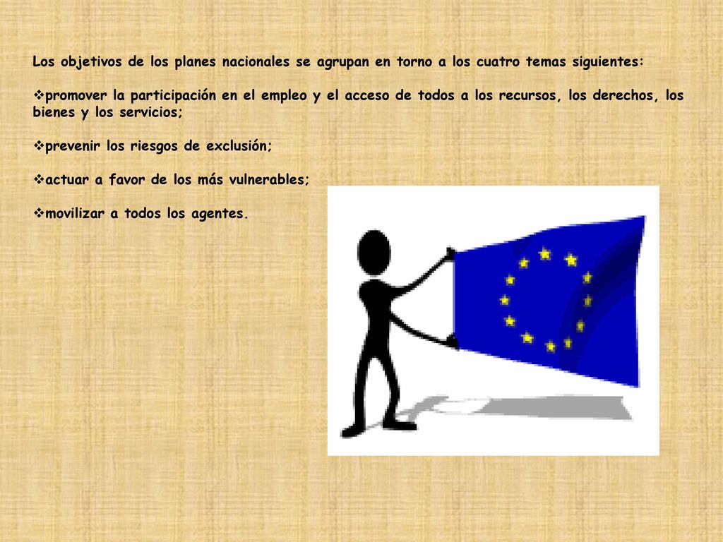 Los objetivos de los planes nacionales se agrupan en torno a los cuatro temas siguientes: