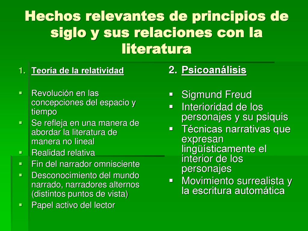 Hechos relevantes de principios de siglo y sus relaciones con la literatura
