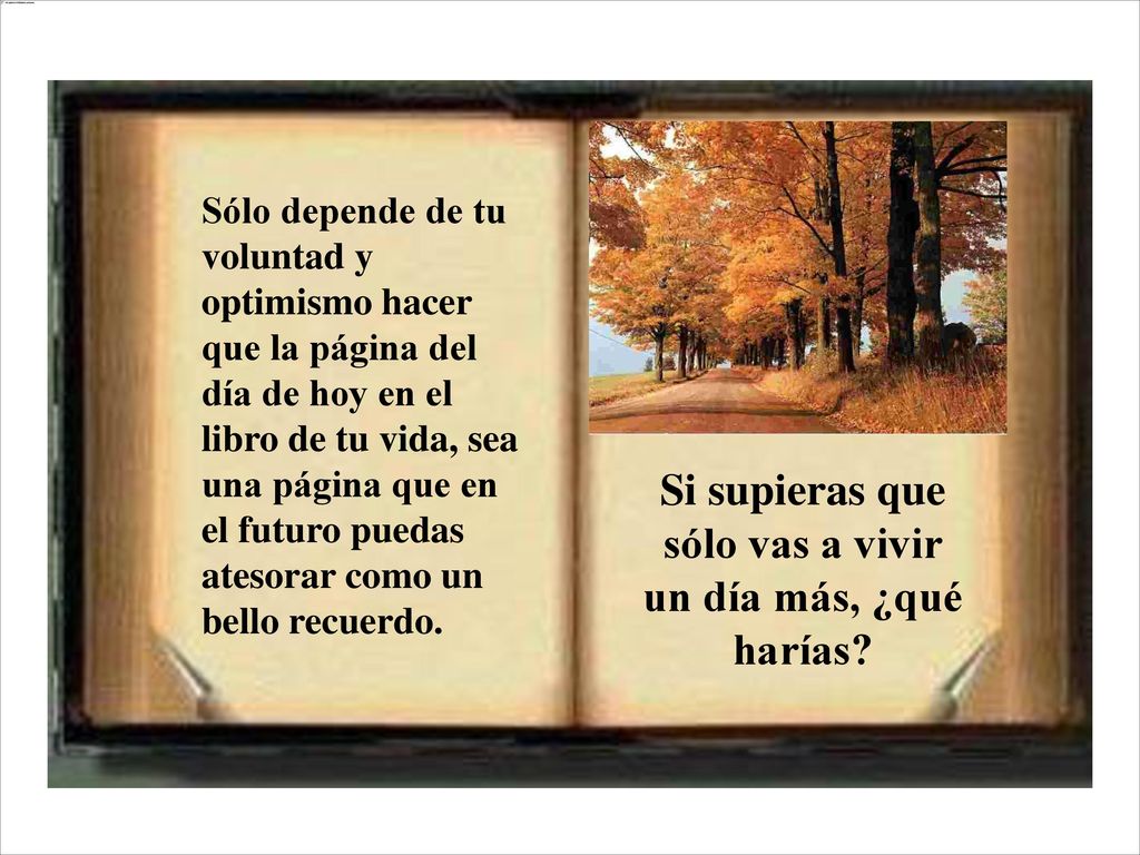 Si supieras que sólo vas a vivir un día más, ¿qué harías
