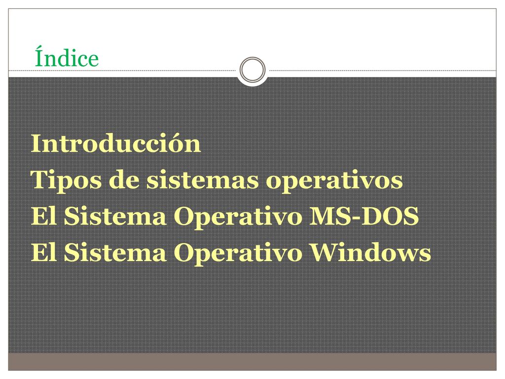 Tipos de sistemas operativos El Sistema Operativo MS-DOS