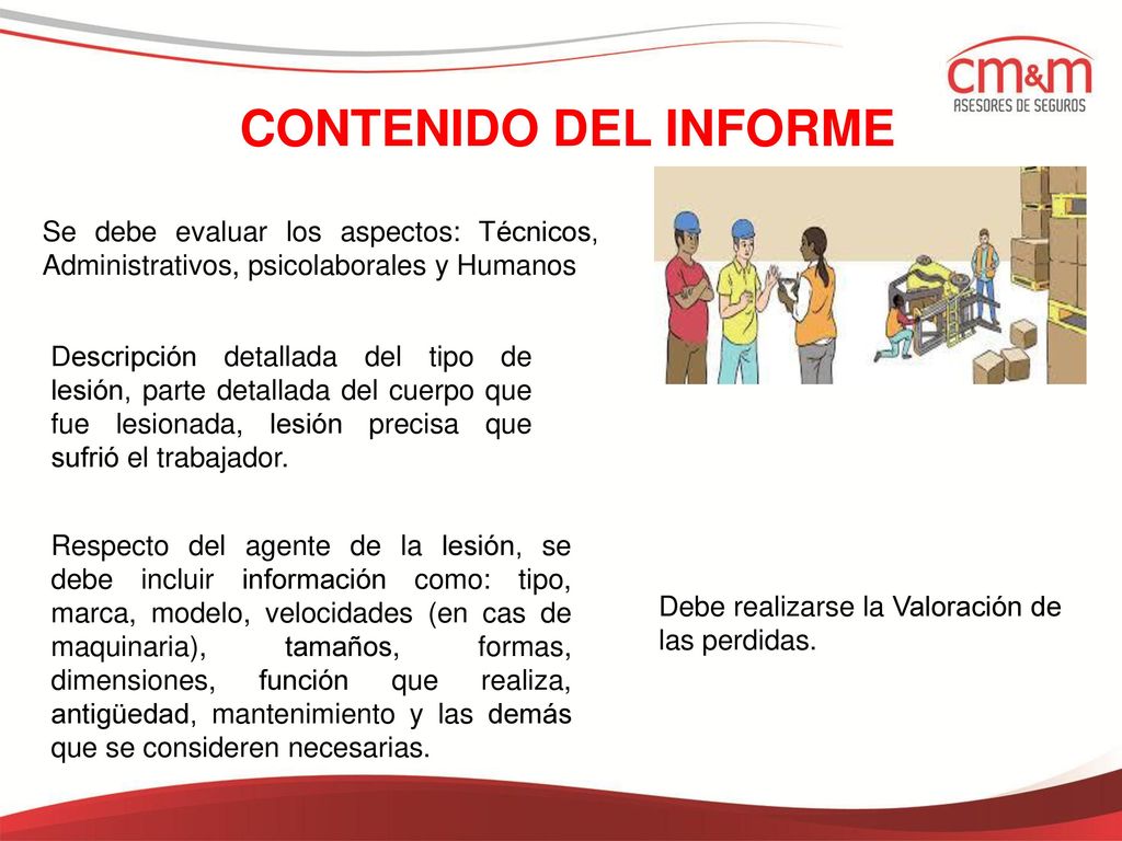 CONTENIDO DEL INFORME Se debe evaluar los aspectos: Técnicos, Administrativos, psicolaborales y Humanos.