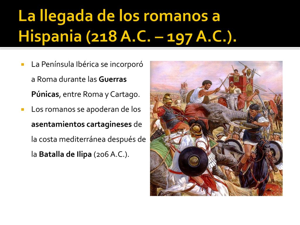 La llegada de los romanos a Hispania (218 A.C. – 197 A.C.).