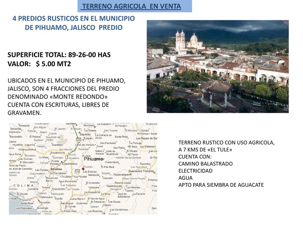 4 PREDIOS RUSTICOS EN EL MUNICIPIO DE PIHUAMO, JALISCO PREDIO