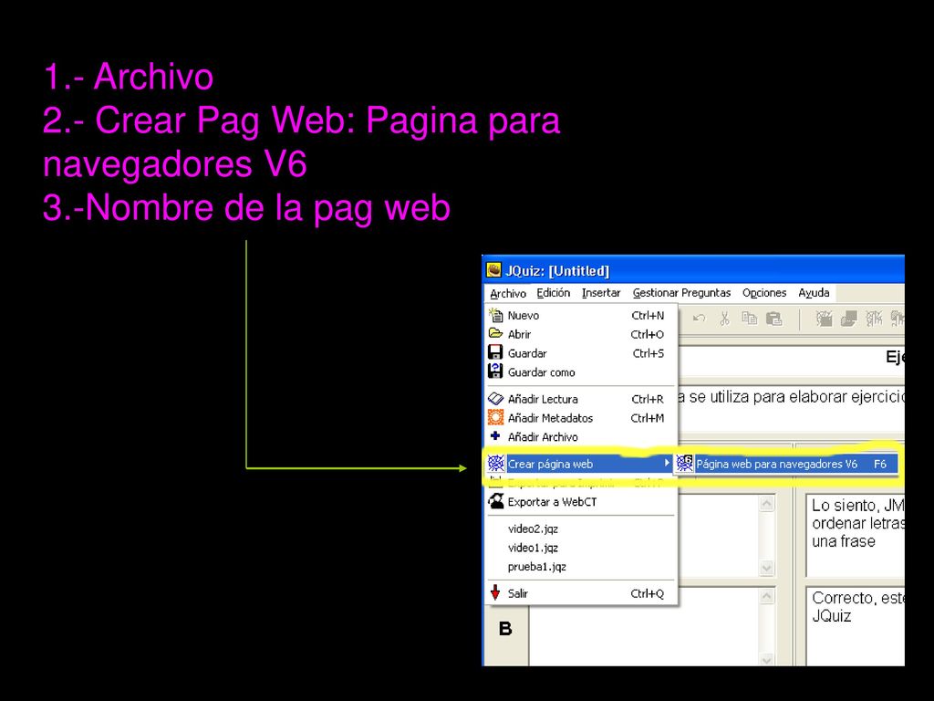 2.- Crear Pag Web: Pagina para navegadores V6 3.-Nombre de la pag web