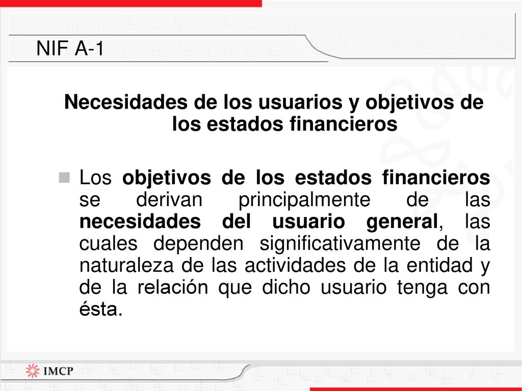 Necesidades de los usuarios y objetivos de los estados financieros