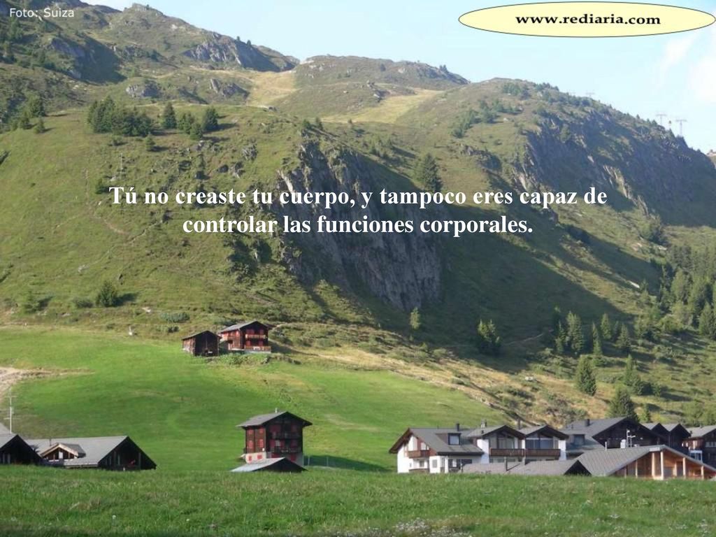 Tú no creaste tu cuerpo, y tampoco eres capaz de controlar las funciones corporales.