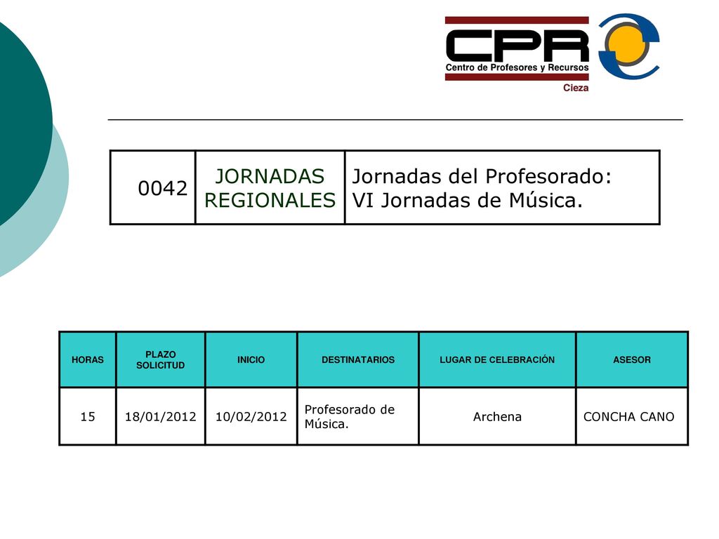 Jornadas del Profesorado: VI Jornadas de Música.