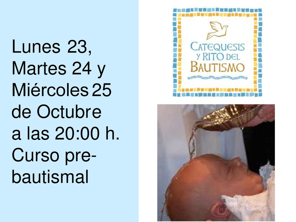 Lunes. 23,. Martes 24 y Miércoles. 25 de Octubr. e a las 20:00 h