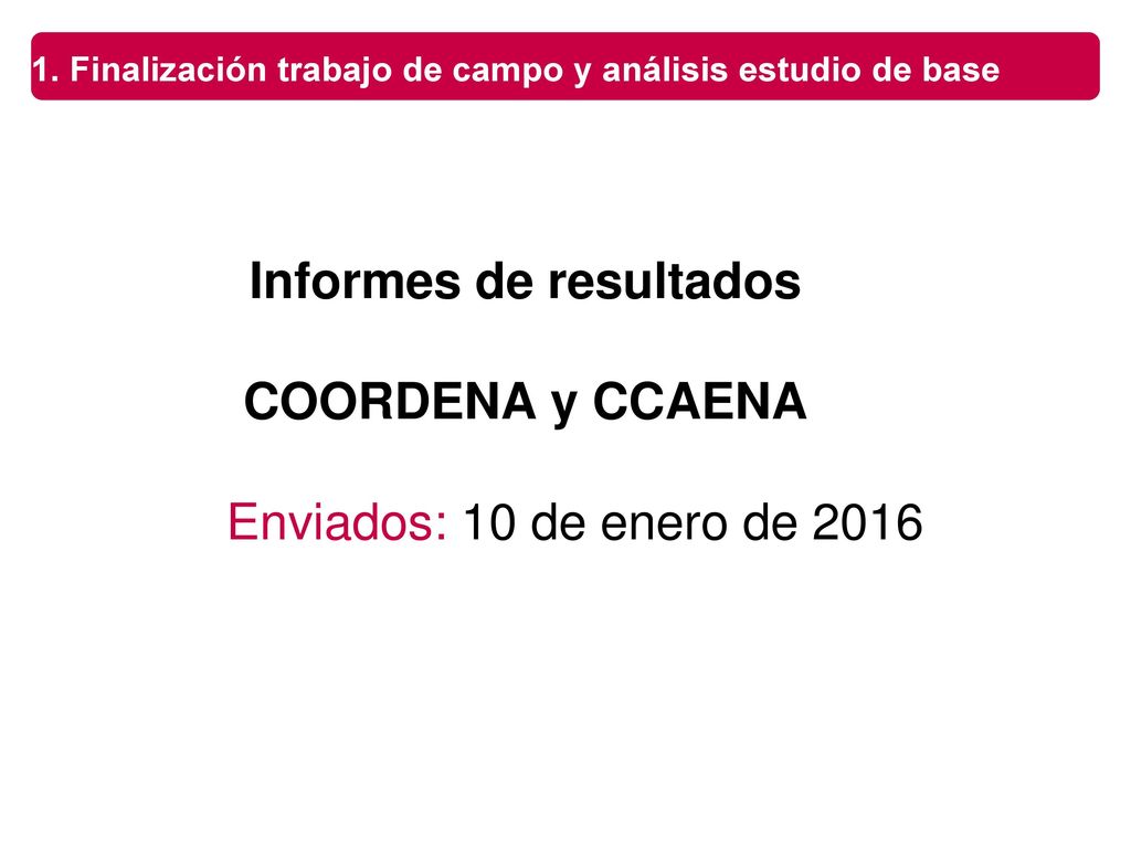 1. Finalización trabajo de campo y análisis estudio de base