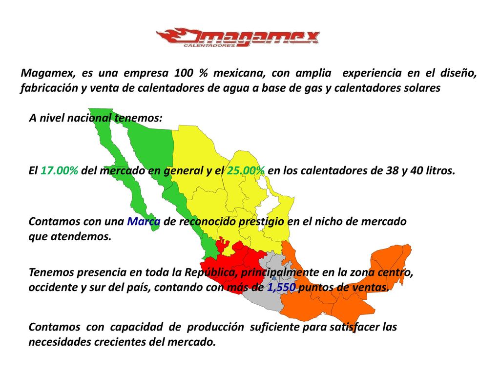 Magamex, es una empresa 100 % mexicana, con amplia experiencia en el diseño, fabricación y venta de calentadores de agua a base de gas y calentadores solares