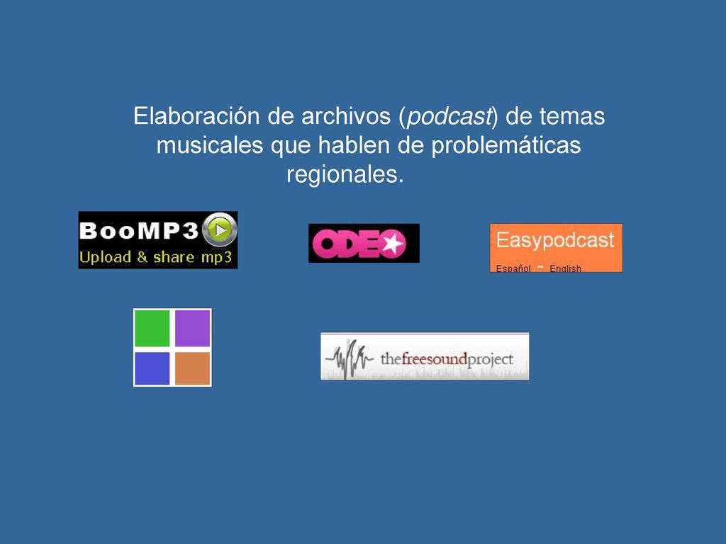 Elaboración de archivos (podcast) de temas musicales que hablen de problemáticas regionales.
