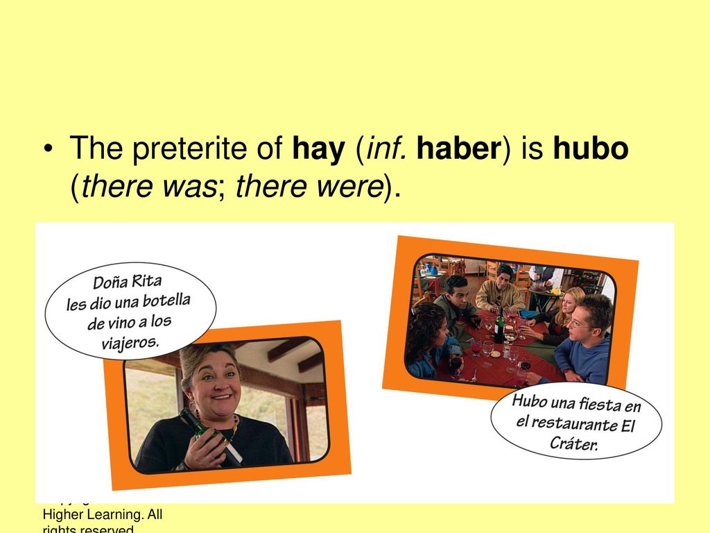 The preterite of hay (inf. haber) is hubo (there was; there were).