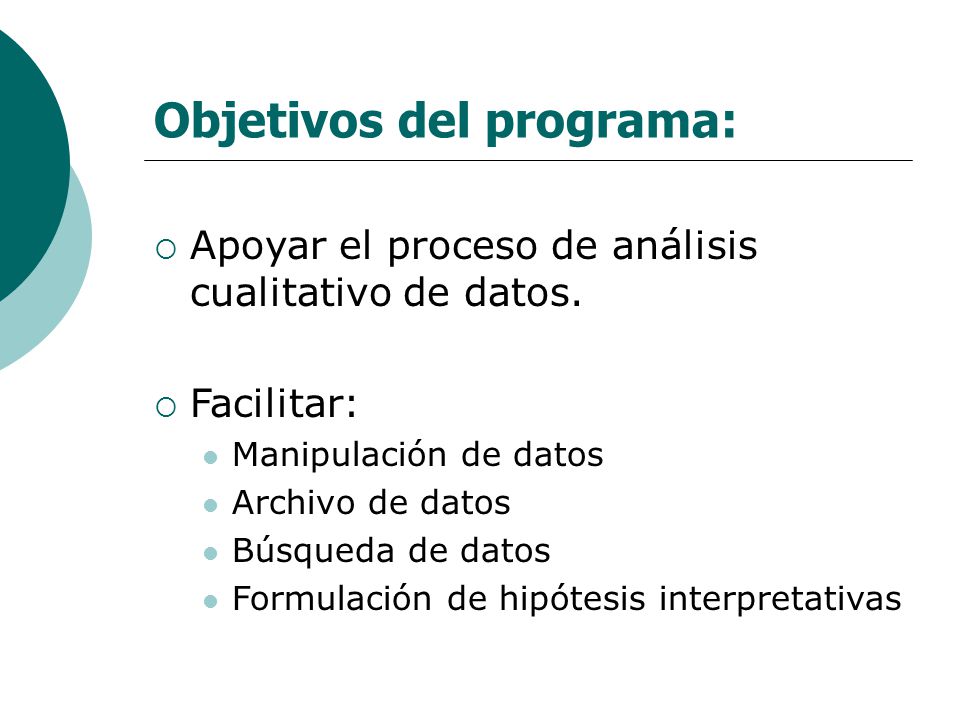 Objetivos del programa: