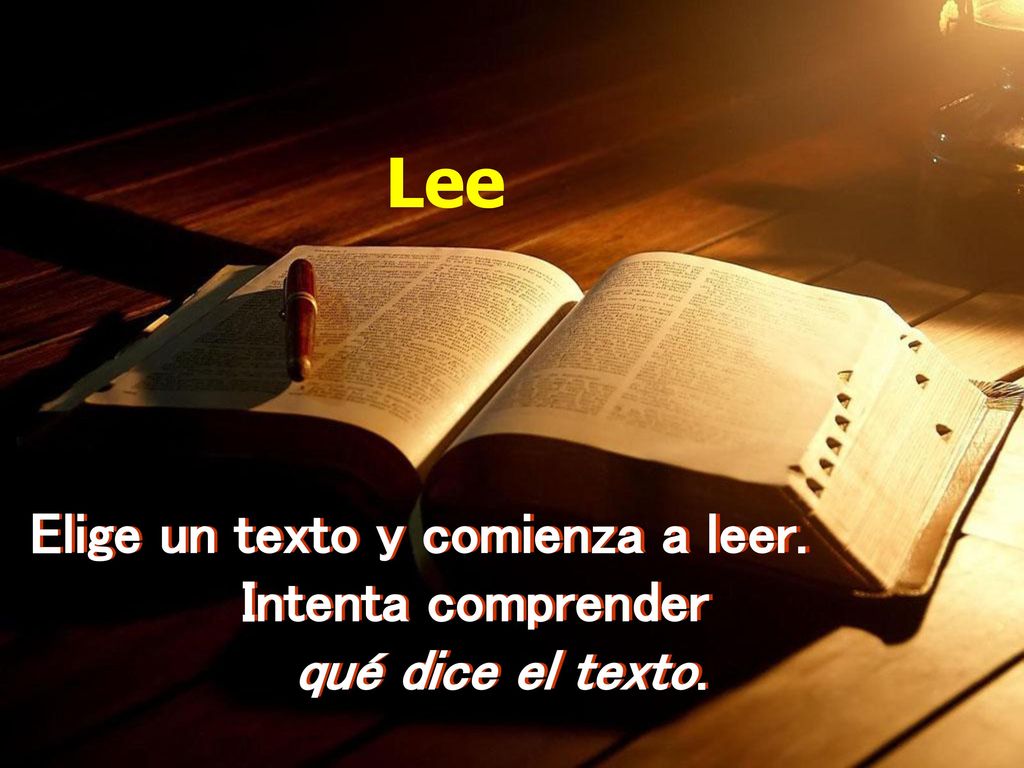 Lee Elige un texto y comienza a leer. Intenta comprender